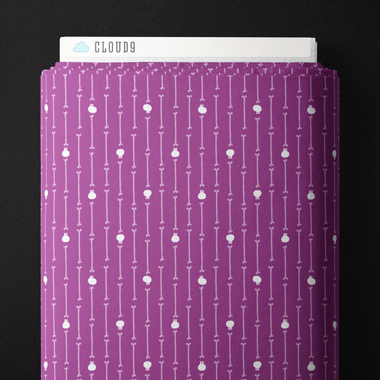 PURPLE Skull Stripe - Dem Bones by Sarah Watson for Cloud9 Organic Cotton