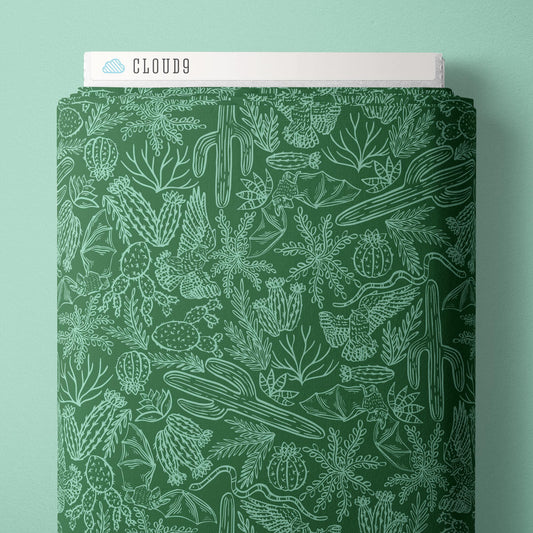 GREEN Flora & Fauna- Desert Dance by Jillian Nichole for Cloud9 Organic Cotton