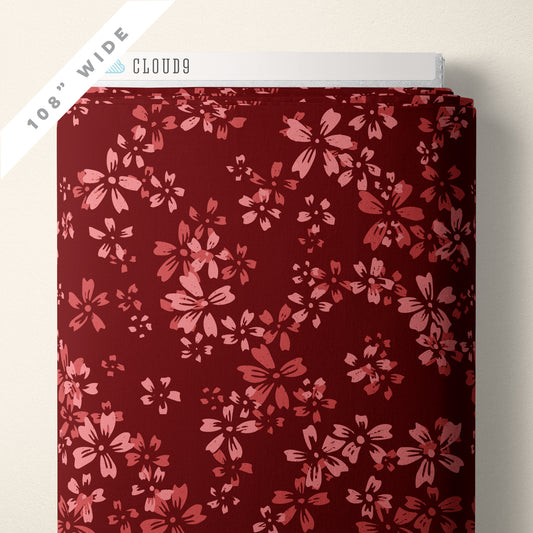 BURGUNDY Wildflower 108 Wideback from Eventide by Jillian Anderson for Cloud9 Organic Cotton