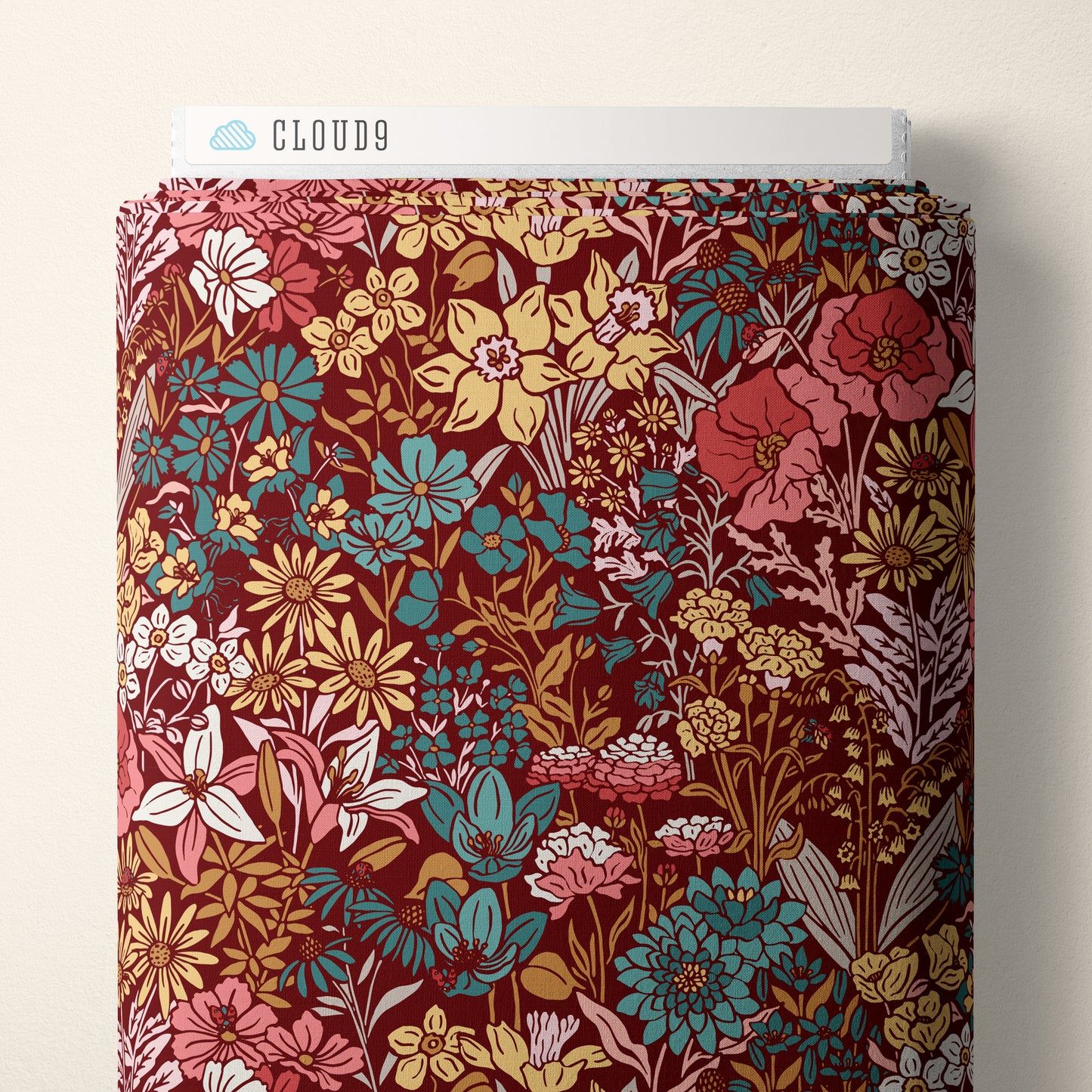 BURGUNDY Garden from Eventide by Jillian Anderson for Cloud9 Organic Cotton
