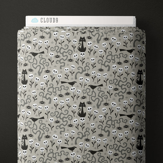 SKULLS GARDEN from Gothic Whimsy Collection by Anequ Studio for Cloud9 Organic Cotton