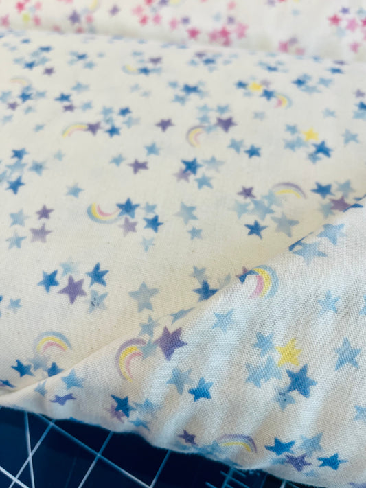 Blue and Purple Stars on Cream - Double Gauze from Kokka