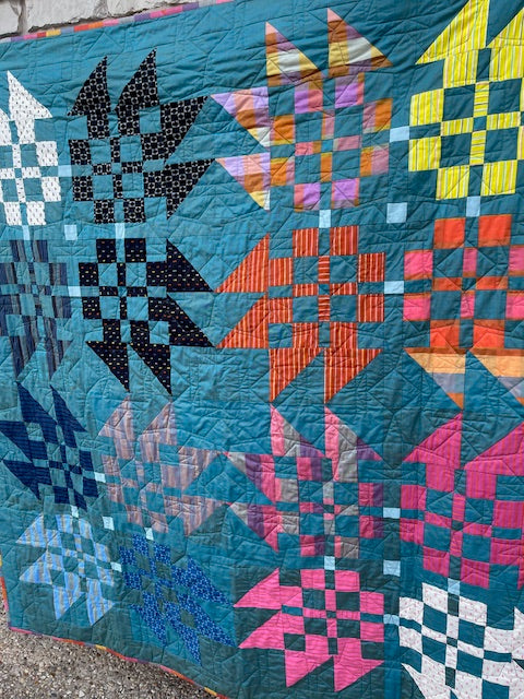 Bear Crossing from Love Sew Modern throw size Quilt Kit - top fabrics only