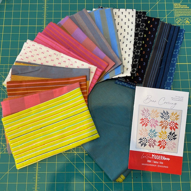 Bear Crossing from Love Sew Modern throw size Quilt Kit - top fabrics only