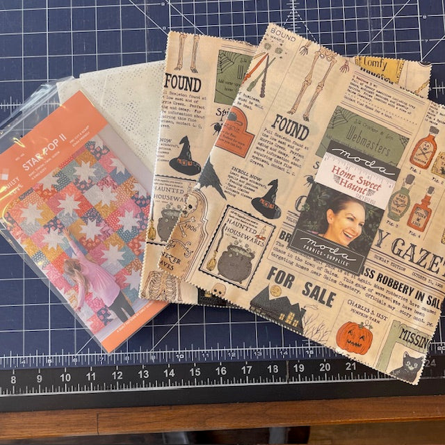 Star Pop 2 by Quilty Love Quilt Kit, Home Sweet Haunt by Stacy Iest Hsu fabrics