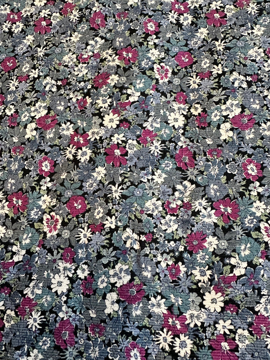 BLUE/PURPLE Flowers Pinwale Corduroy from Kokka