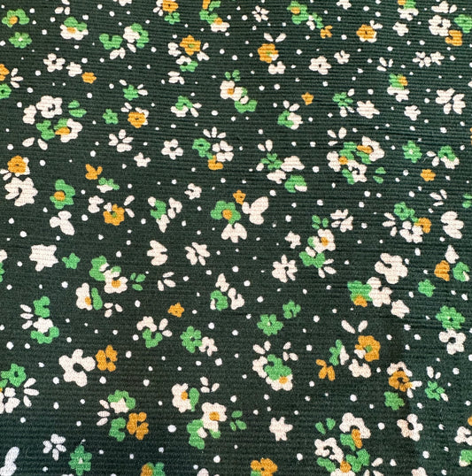 GREEN Ditsy Floral Pinwale Corduroy from Kokka