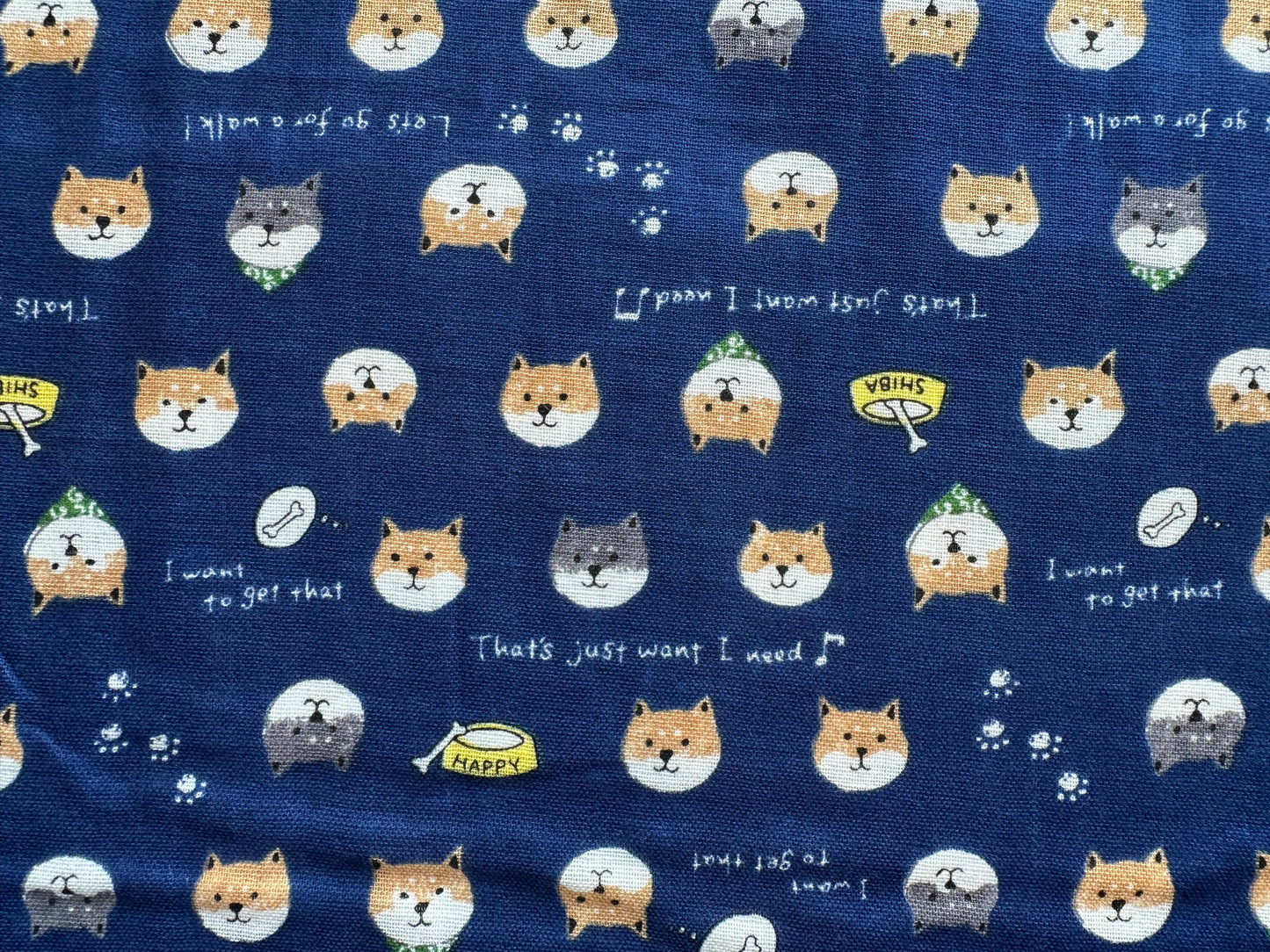 BLUE Shiba Inu Dogs Double Gauze from Cotton Kobayashi