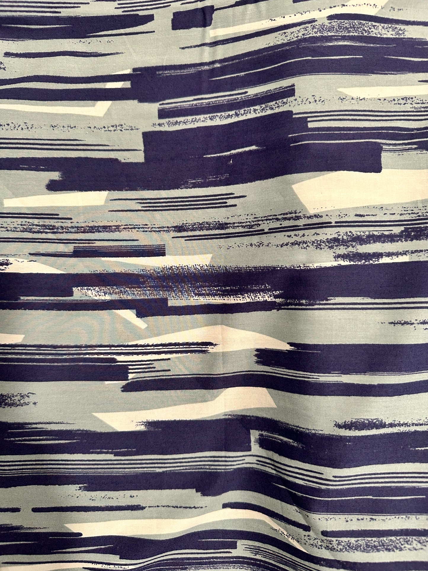 BLUE Stripe Cotton/Rayon Lawn by Kokka