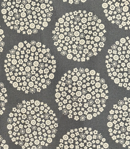 GRAY Floral Circle on Cotton Oxford from Westex