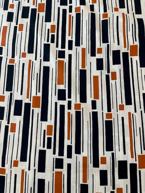 BLACK/ORANGE Stripe Cotton/Rayon Lawn by Kokka