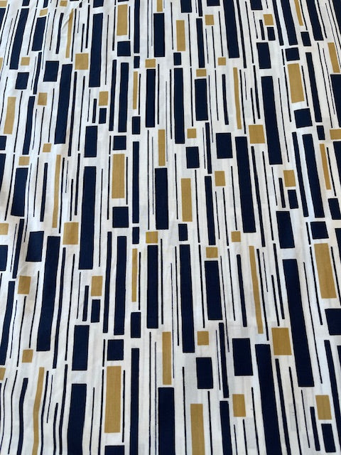 BLACK/MUSTARD Stripe Cotton/Rayon Lawn by Kokka