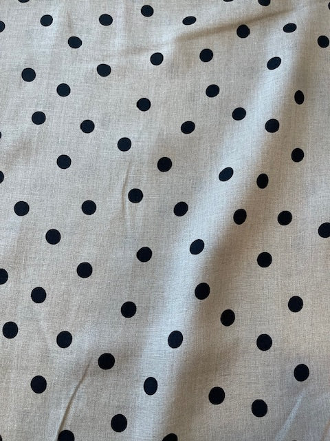BLACK ON GREY Polka Dots 100% Linen from KOKKA