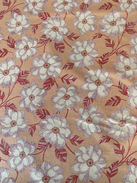 PEACH Sketch Florals Linen/Cotton Canvas from Sevenberry