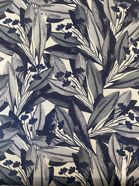BLUE Leaves Cotton Broadcloth By Sevenberry For Kokka Fabrics