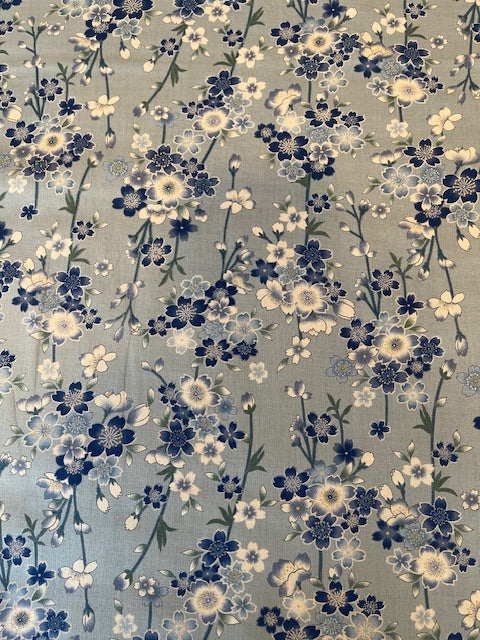 BLUE Petite Flowers Cotton Shirting By Sevenberry For Kokka Fabrics