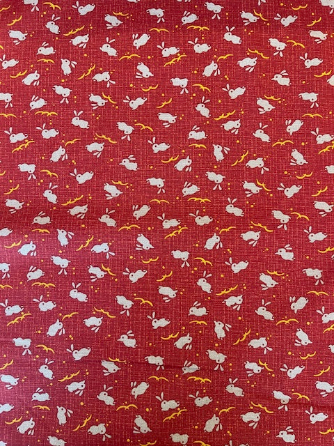 RED Bunnies Cotton Sheeting from Westex for Kokka Fabrics