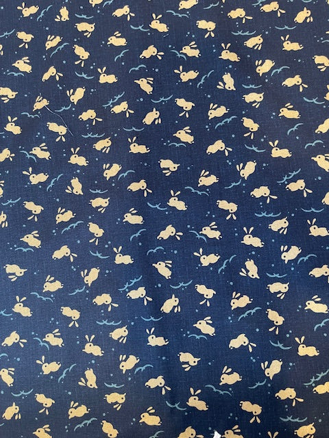 NAVY Bunnies Cotton Sheeting from Westex for Kokka Fabrics