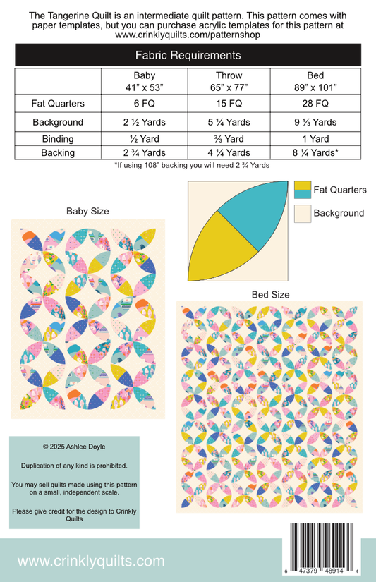 Tangerine Quilt from Crinkly Quilts