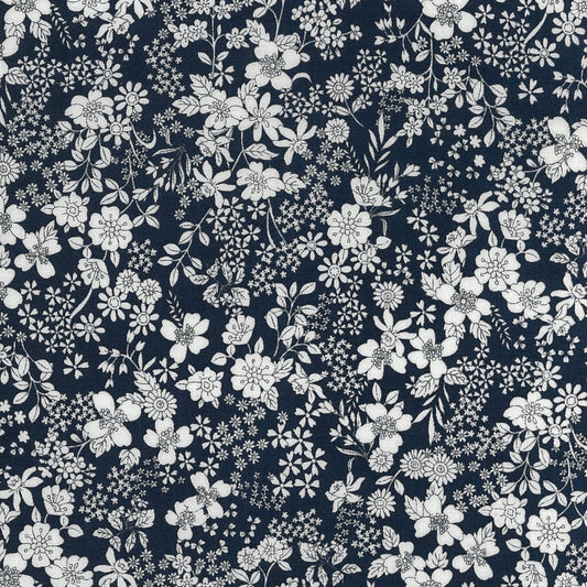 NAVY Floral Flownny Lawn 15A from KOKKA