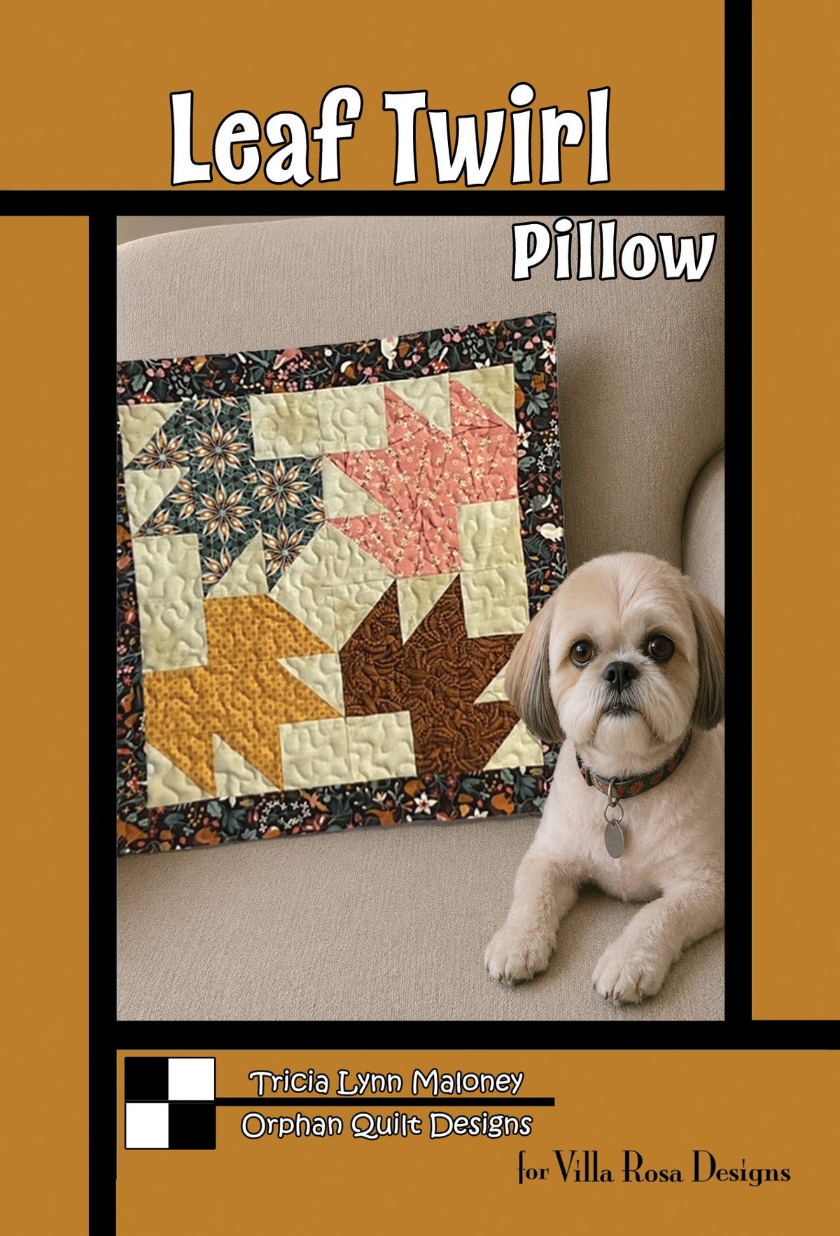 Leaf Twirl Pillow Quilt Pattern by Orphan Quilts for Villa Rosa Designs