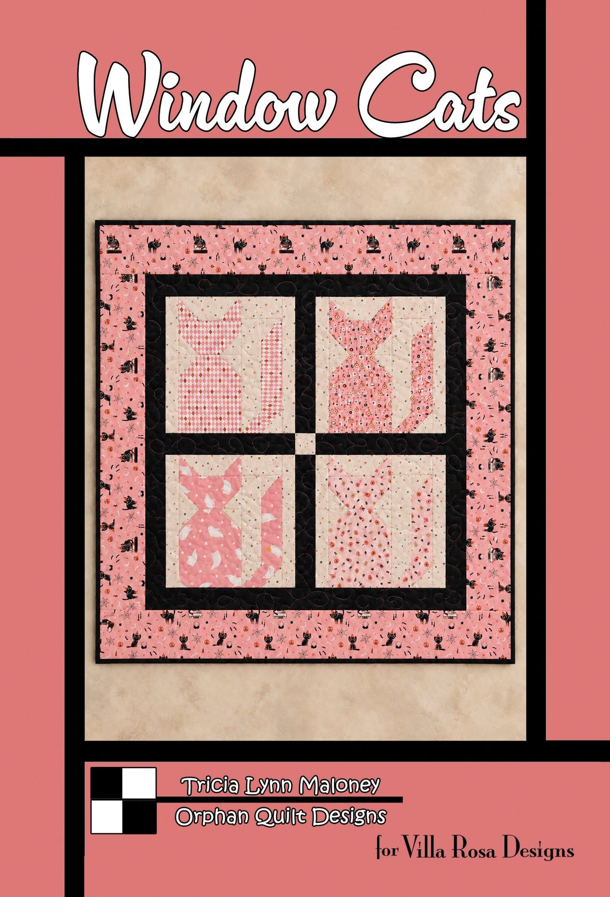 Window Cats Quilt Pattern by Orphan Quilts for Villa Rosa Designs