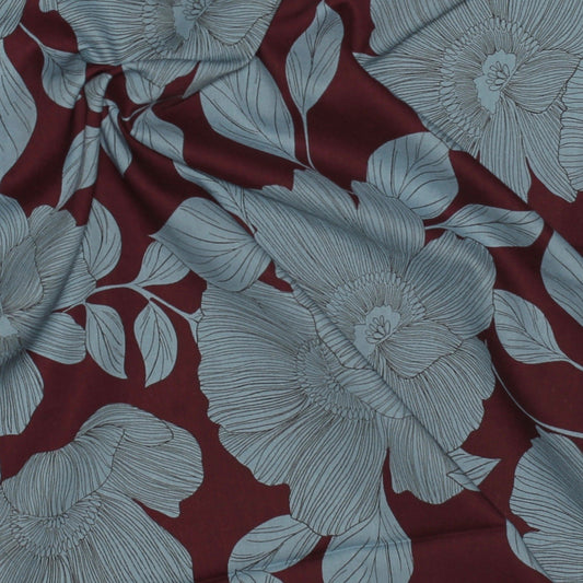 PLUM Japanese Camellias Cotton/Rayon Lawn by Hokkoh