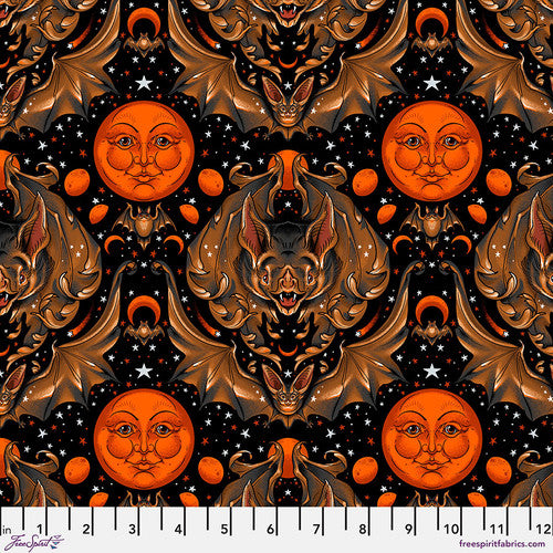 BLACK Full Moon Flight from Costumes & Cobwebs by Club Hauer for Free Spirit Fabrics