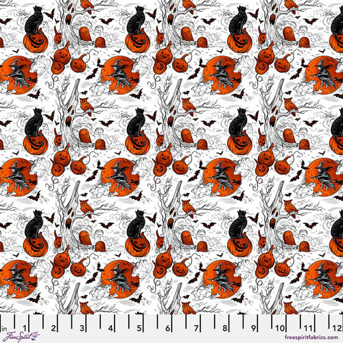 WHITE Haunted Toile from Costumes & Cobwebs by Club Hauer for Free Spirit Fabrics