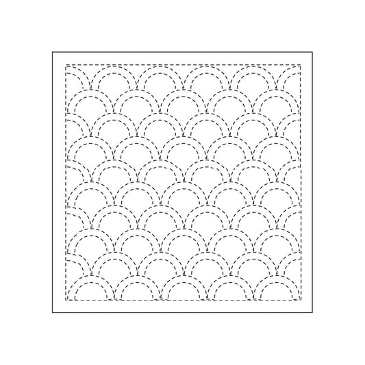 Sashiko Sampler Traditional Design Seikaiha White