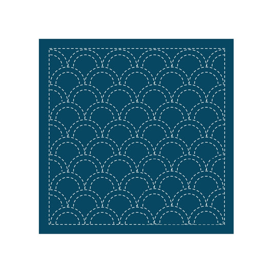 Sashiko Sampler Traditional Design Seikaiha Navy