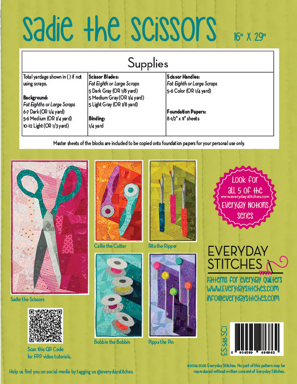 Sadie the Scissors Quilt Pattern from Everyday Stitches