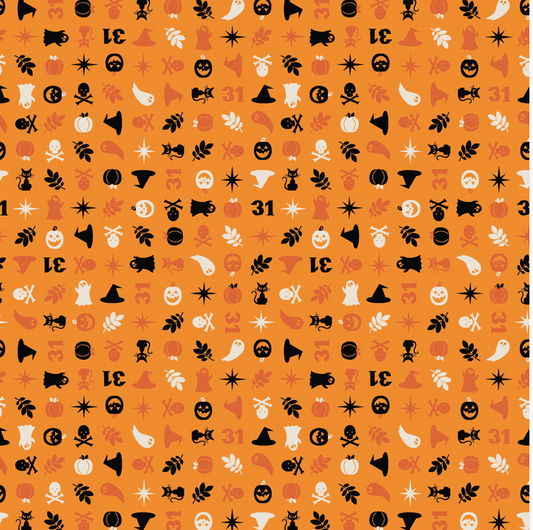 PUMPKINS & POTIONS orange background by Kimberbell for Maywood Studio