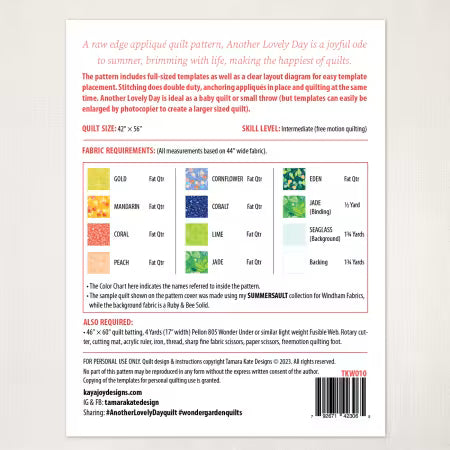 Another Lovely Day Wondergarden Quilt Pattern by Tamara Kate Design