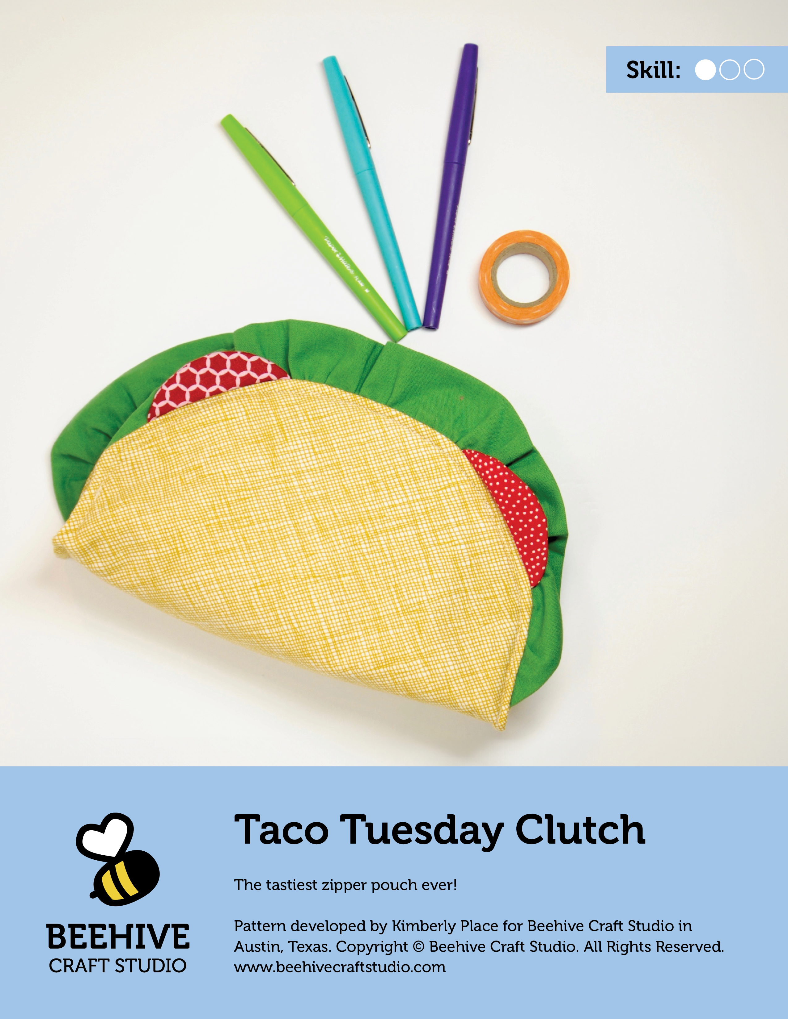 Tuesday Pattern Taco Tuesday Zipper Clutch PDF Pattern – Beehive Craft Studio