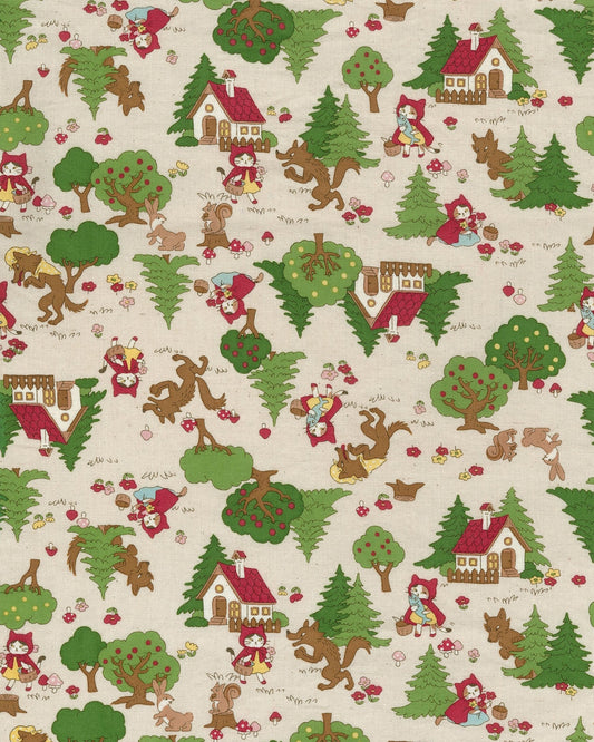 Funny Cats Little Red Riding Hood Cotton Sheeting from Kokka