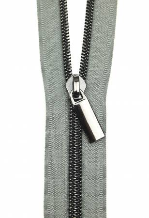 #5 Zipper Tape from Sallie Tomato Grey with Gunmetal Coil (3 Yards 9 Pulls)