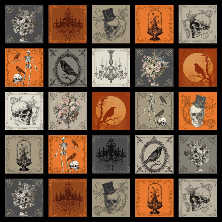 BLACK Mysterious Mansion 36" x 44" Panel - Boo-tiful collection from Michael Miller Fabrics