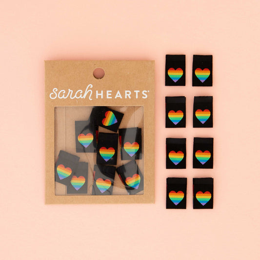 Pride Rainbow Heart Woven Labels from Sarah Hearts