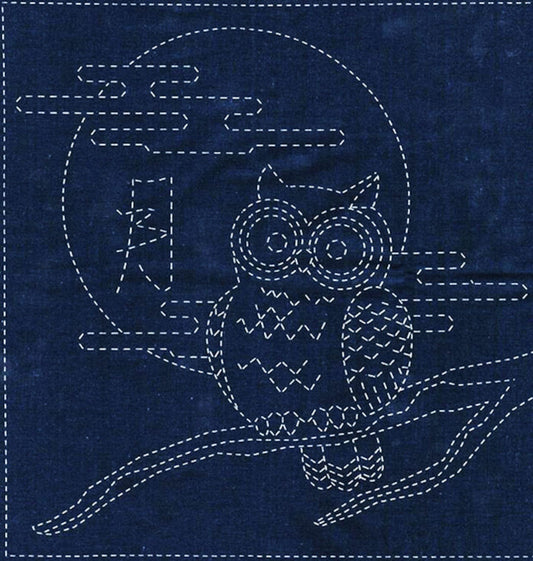 Sashiko Cloth OWL in Navy