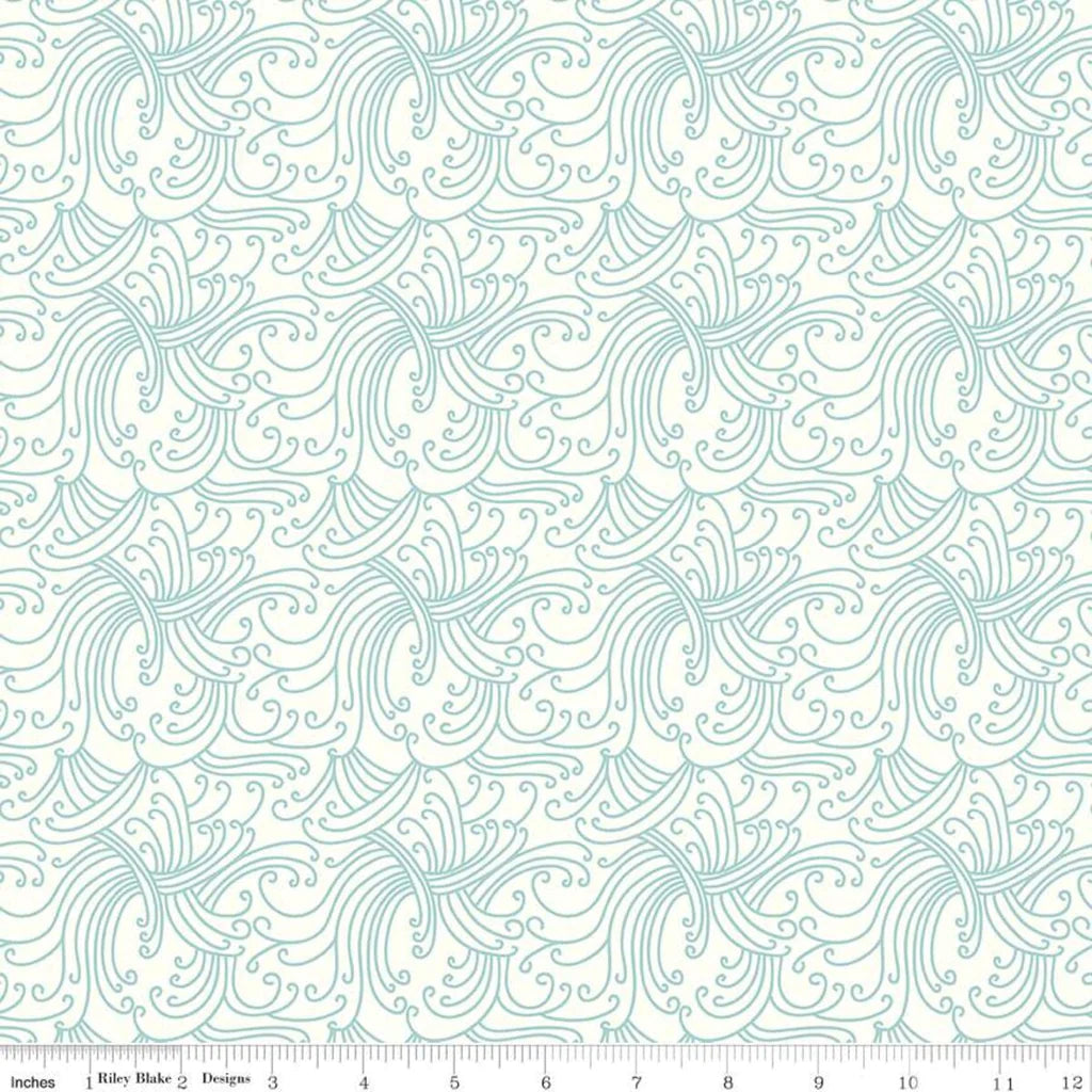 Cream Riptide Gnarly Waves by Riley blake