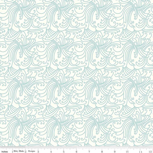 Cream Riptide Gnarly Waves by Riley blake