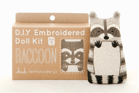 RACCOON D.I.Y. Embroidered Doll Kit from Kiriki Press