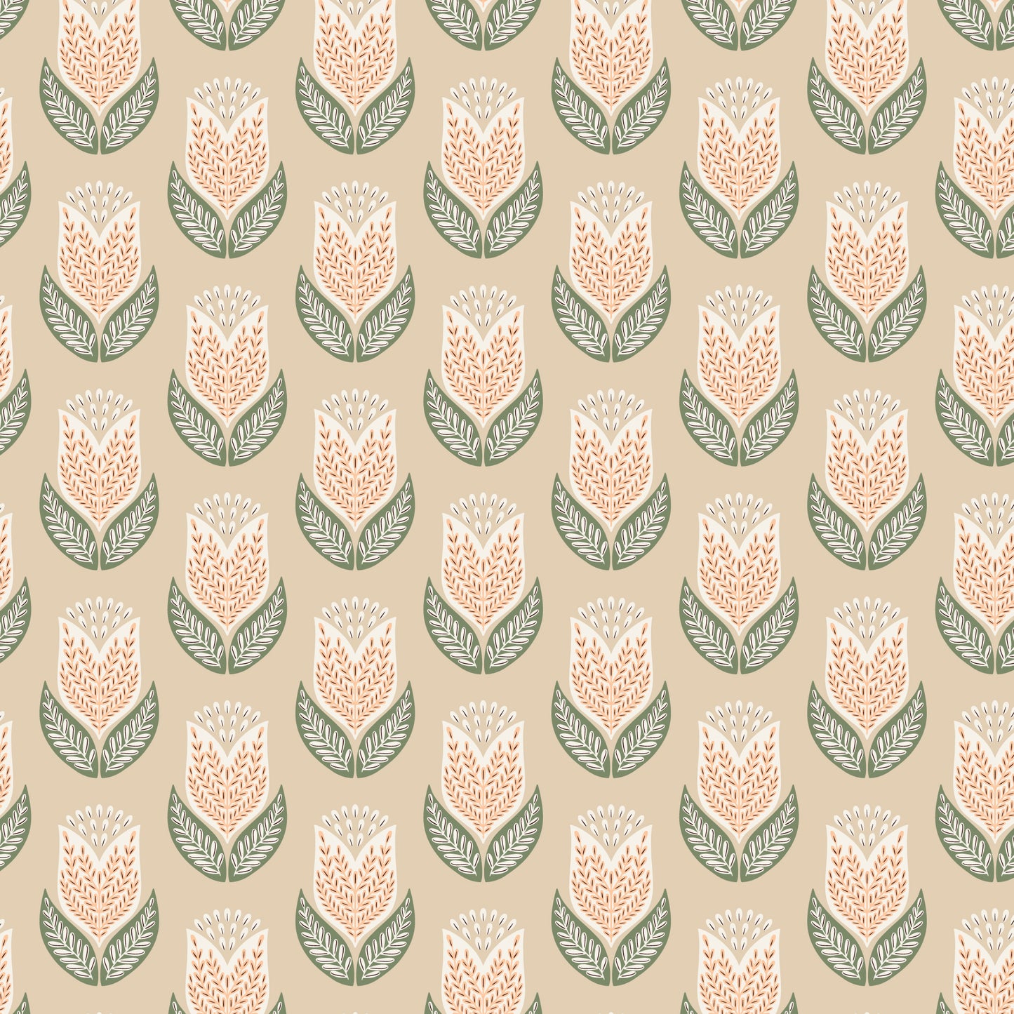 TAN Tulips, Honey Garden by Juliana Tipton, Cloud9 Organic Cotton
