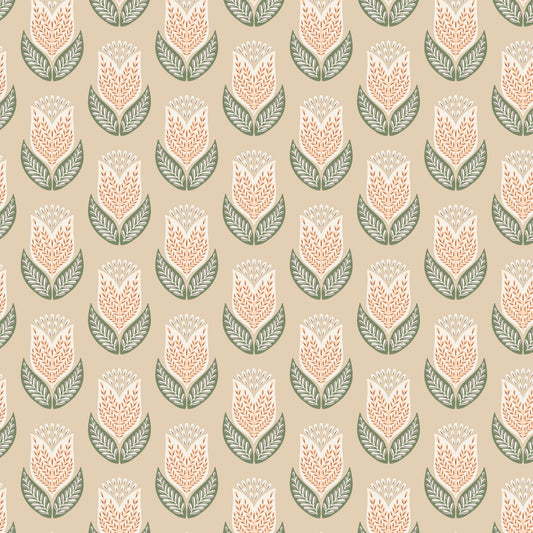 TAN Tulips, Honey Garden by Juliana Tipton, Cloud9 Organic Cotton