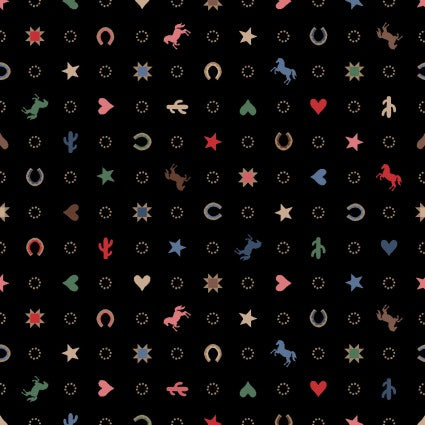 BLACK Charms, Quiltin' Cowgirls from Maywood Studio