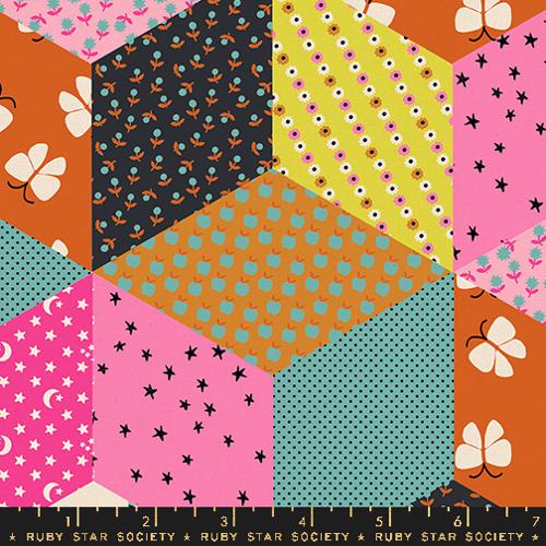 TURQUOISE CANVAS, Tumbling Blocks, Ooh Lucky Lucky  by Alexia Marcelle Abegg, Ruby Star Society
