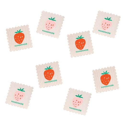 Scallop Strawberry Woven Label from Minki Kim