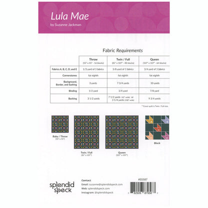 Lula Mae Quilt Pattern by Suzanne Jackman for Splendid Speck