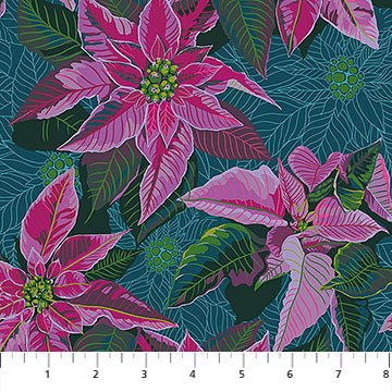 FLOURISH Poinsettia, Cozy Christmas by Anna Maria for Northcott Fabrics